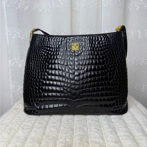 Versace Handbags - CROC EMBOSSED VERSACE SHOULDER BAG